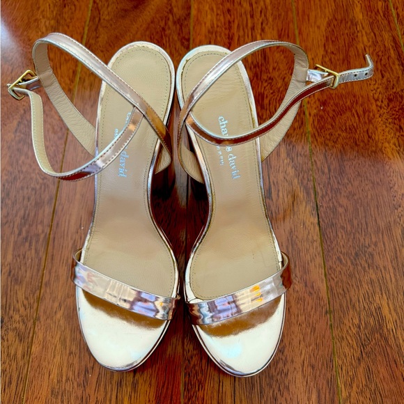 Charles David rose gold metallic block heel platform sandals size 8.5 - Picture 4 of 6